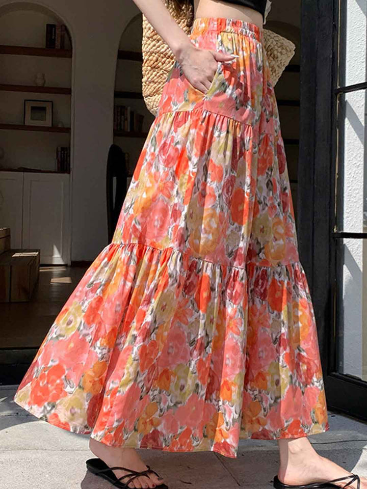 Lily Retro Painting Printed A-line Skirt