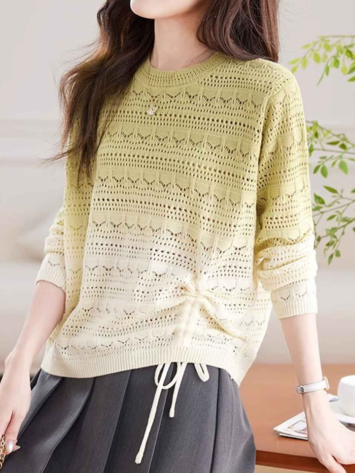 Zoey Loose Crew Neck Colorblock Knitted Top