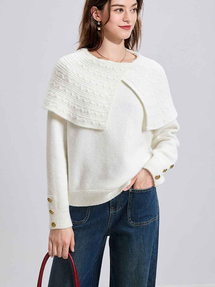Olivia Loose Irregular Lapel Pullover Knitted Sweater