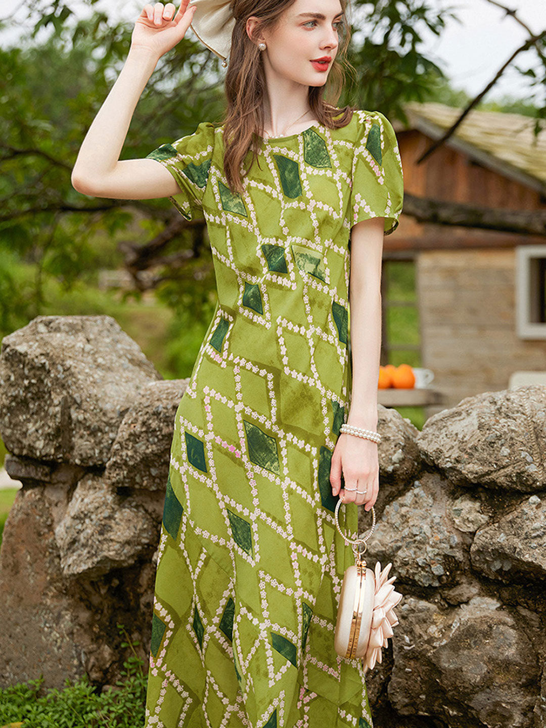 Kayla Elegant Crew Neck Tie-Dyed Dress