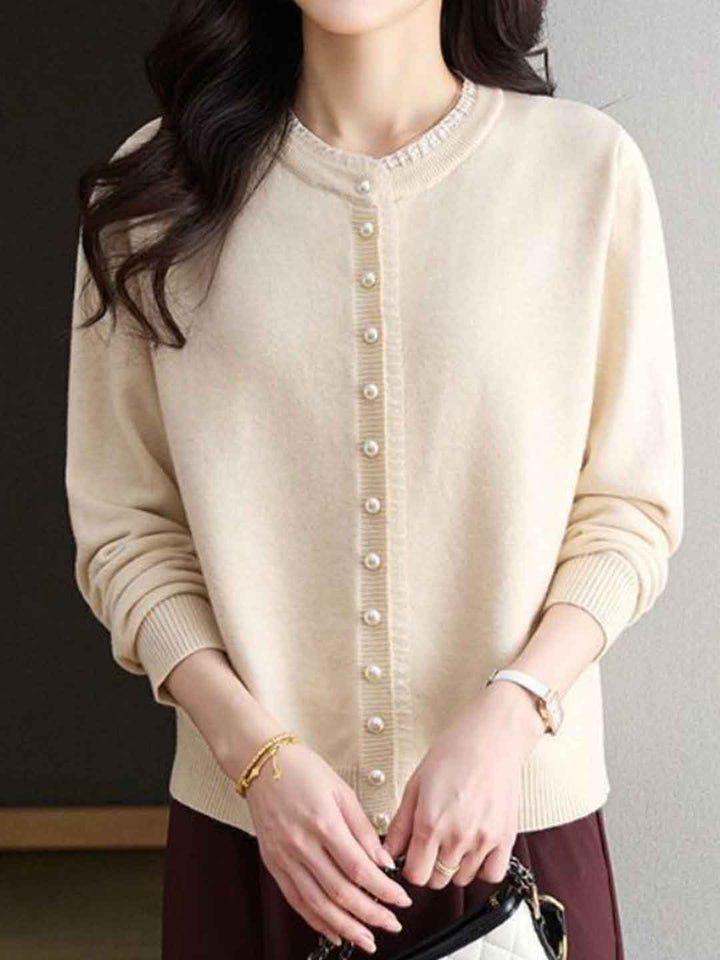 Emma Loose Crew Neck Lace Knitted Cardigan