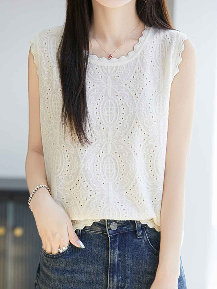 Molly Loose Crew Neck Solid Color Knitted Vest