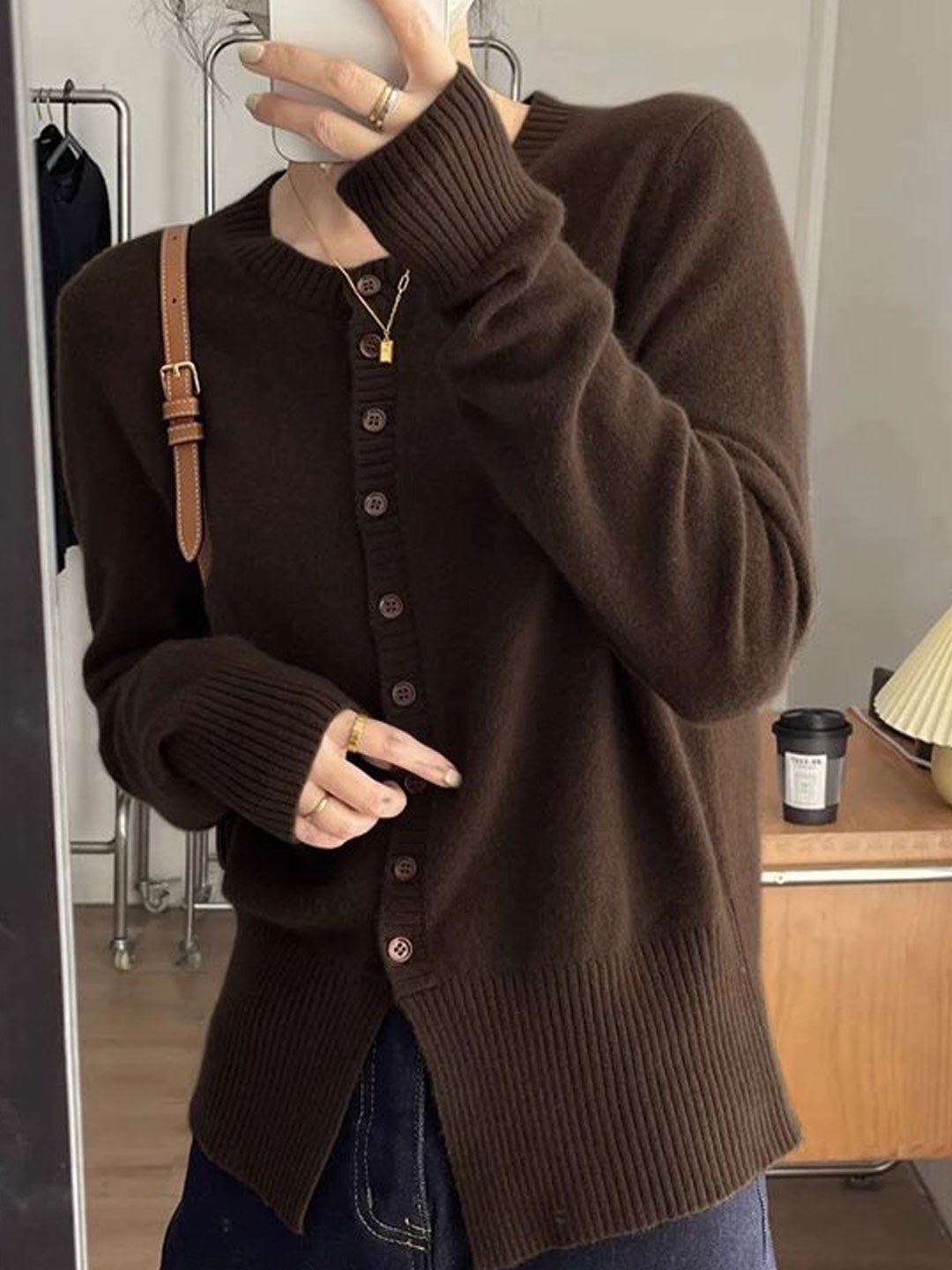 Lauren Vintage Slim Knitted Cardigan-Camel