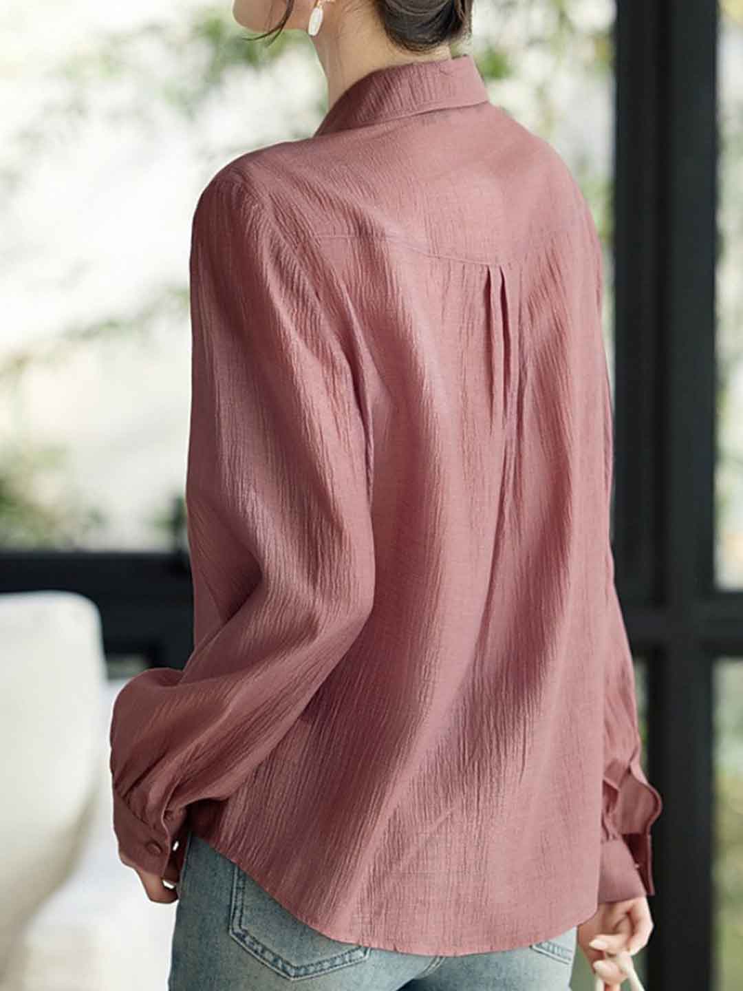 Chloe Daily Lapel Pleated Textured Top