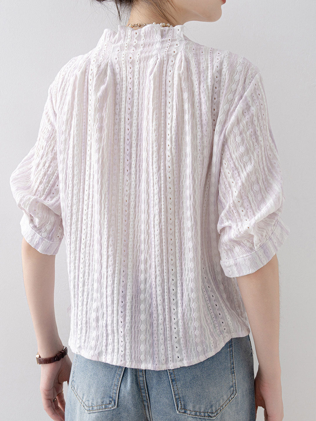 Sarah Loose Crew Neck Floral Solid Color Top