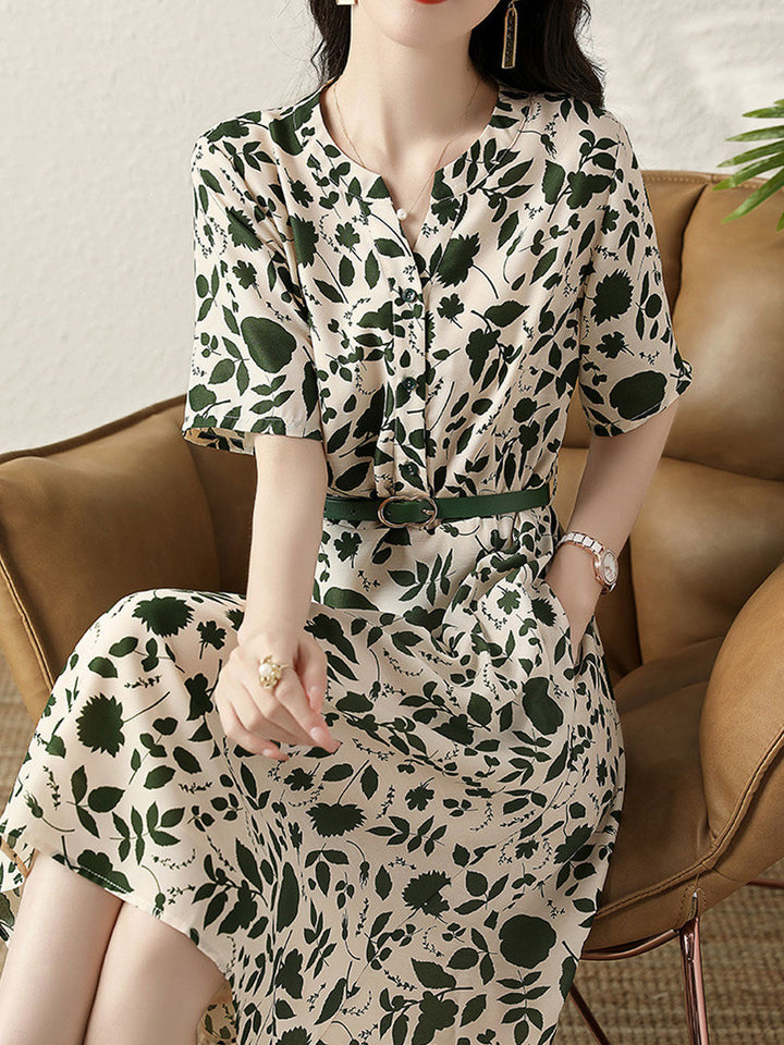 Emma Chic V-Neck Floral Printed Dress