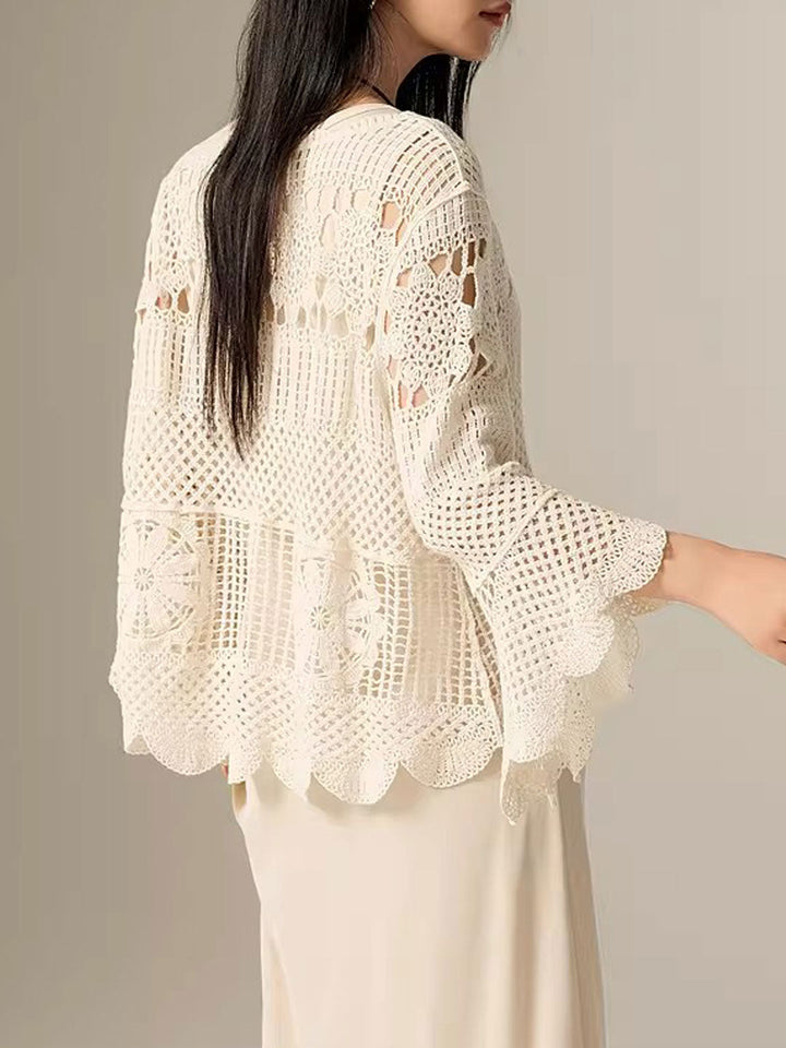 Evelyn Loose V-Neck Hollowed Top