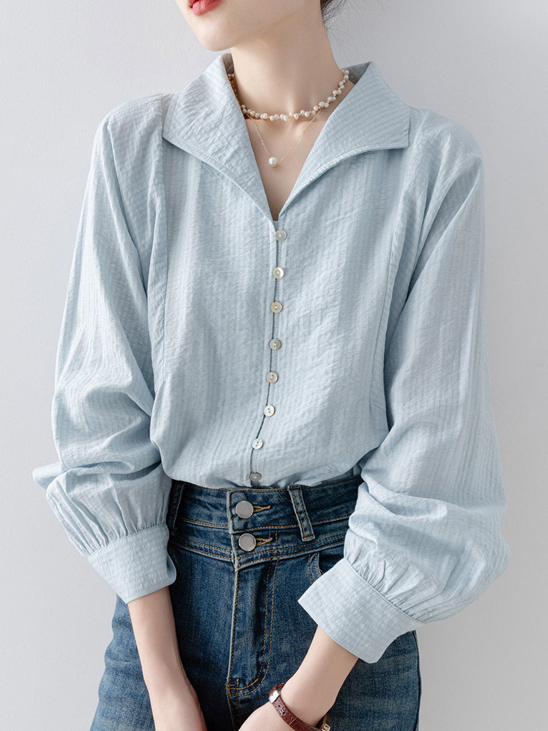 Ella Casual Lapel Solid Color Shirt
