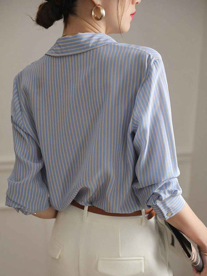 Sophie Classic Polo Collar Striped Shirt