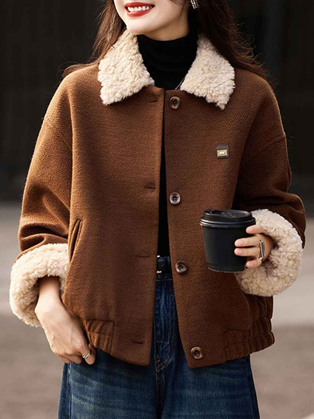 Taylor Classic Lapel Patchworked Winter Coat