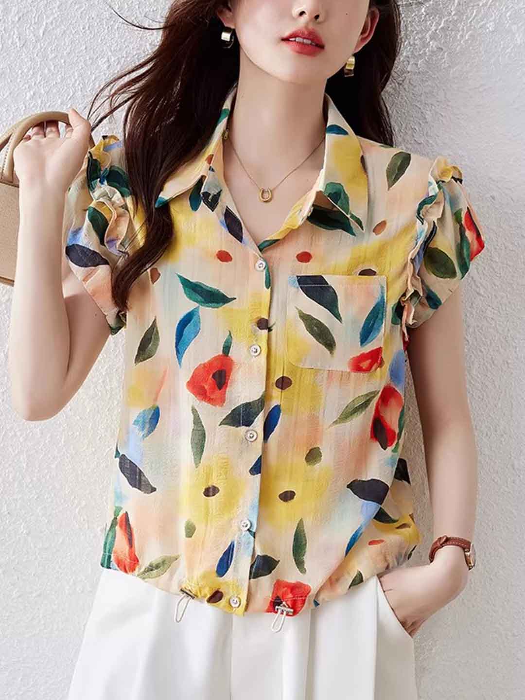 Ava Casual Polo Floral Printed Shirt