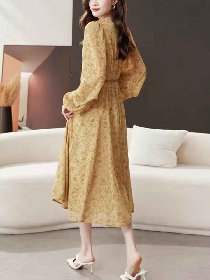 Brooke Classic V-Neck Floral Chiffon Dress