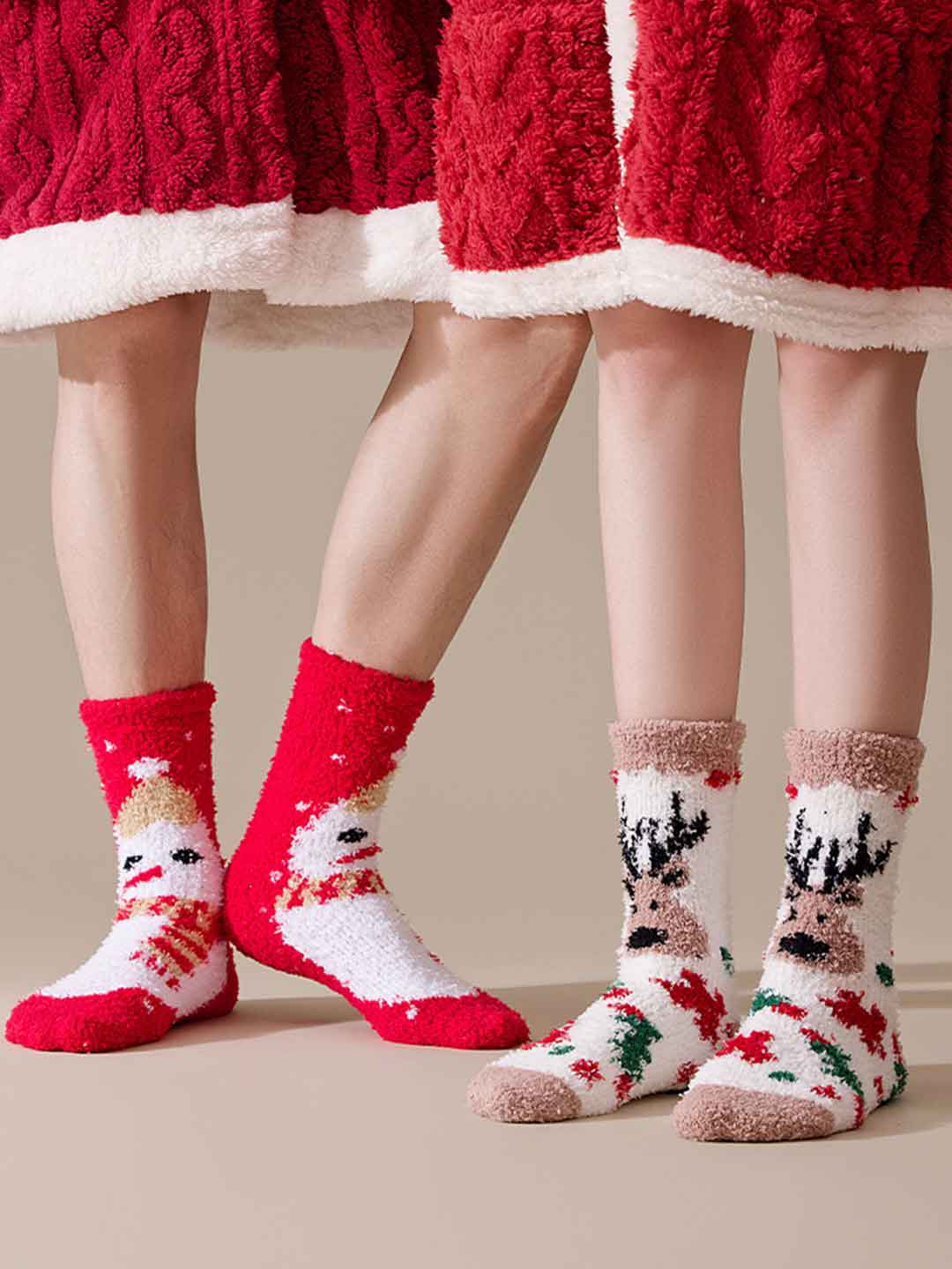 Christmas Couple Coral Fleece Socks