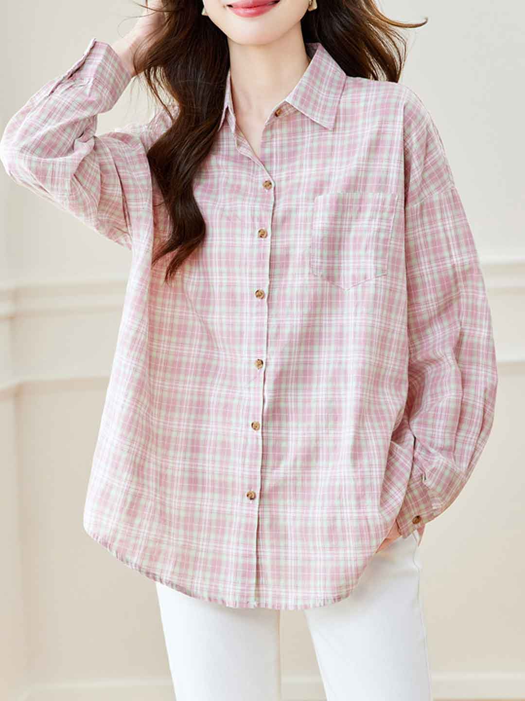 Lily Loose Lapel Plaid Shirt
