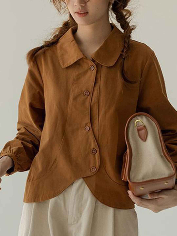 Isabella Loose Polo Collar Solid Color Shirt