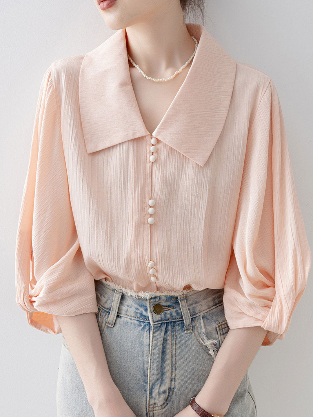 Alexis Daily Lapel Solid Color Shirt