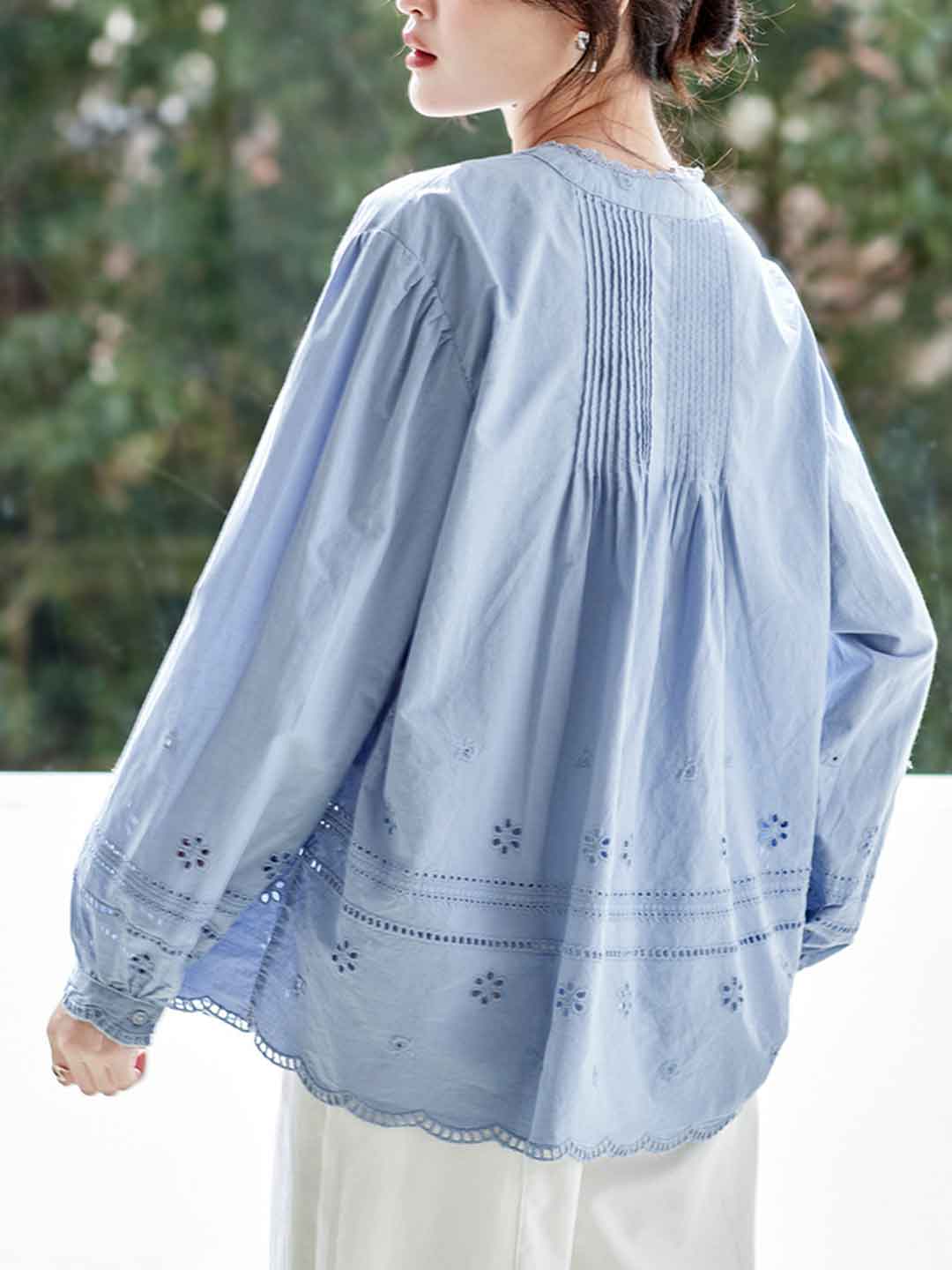 Madison Daily Crew Neck Crochet Accordion Pleated Top