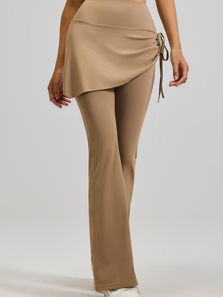 High-Waisted Mock Two-Piece Yoga Flared Pants&Skirt