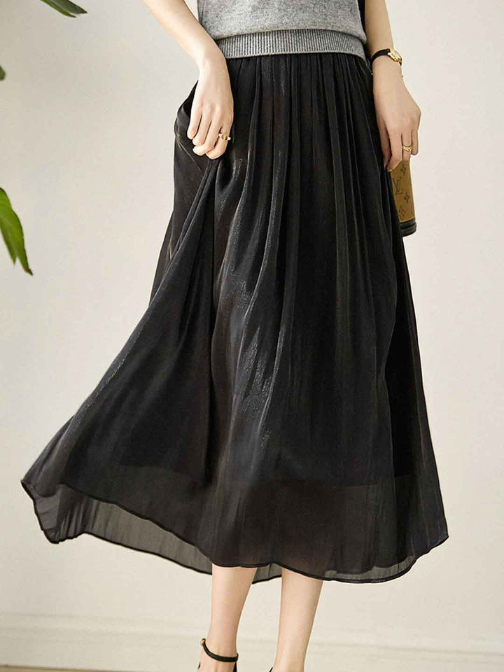 Sarah Daily Solid Color Textured Pleated Skirt
