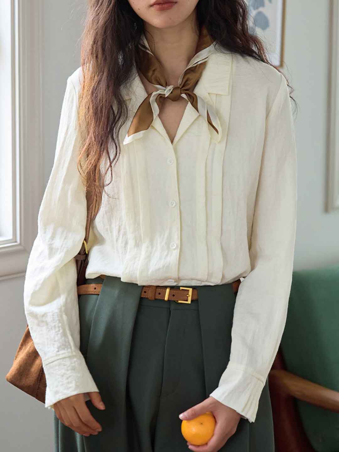 Mia Vintage Lapel Patchwork Shirt