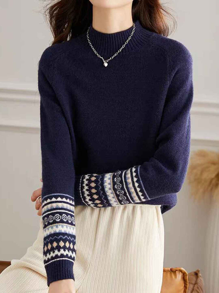 Lillian Classic Turtleneck Jacquard Knitted Sweater