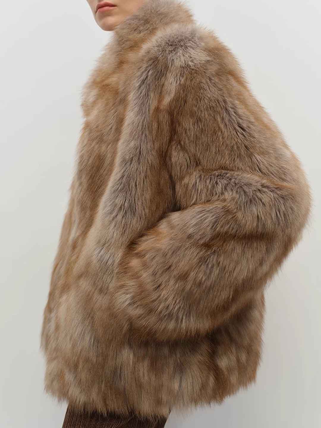 Kayla Classic Stand Collar Eco-Friendly Gradient Fur Outerwear