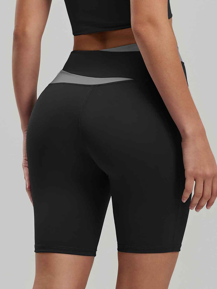Casual Color-Blocked Yoga Shorts