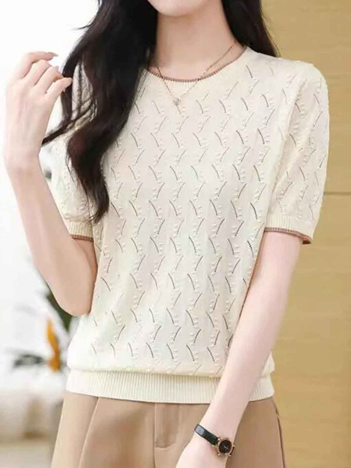 Taylor Loose Crew Neck Hollowed Knitted Top