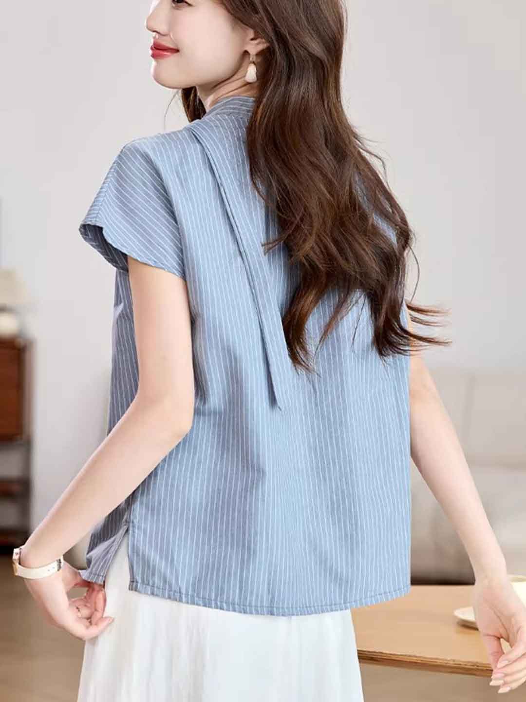Brianna Daily V-Neck Ribbon Shirt