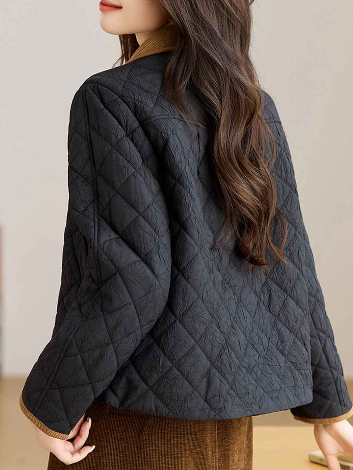 Natalie Classic Lapel Colorblocked Cotton Coat