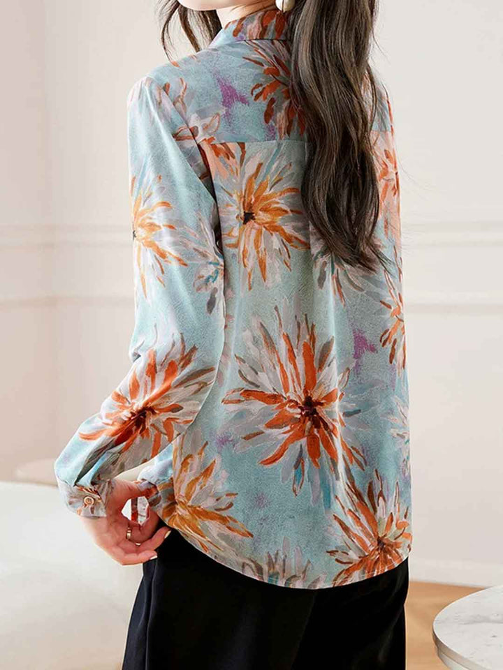Natalie Daily Lapel Floral Printed Shirt