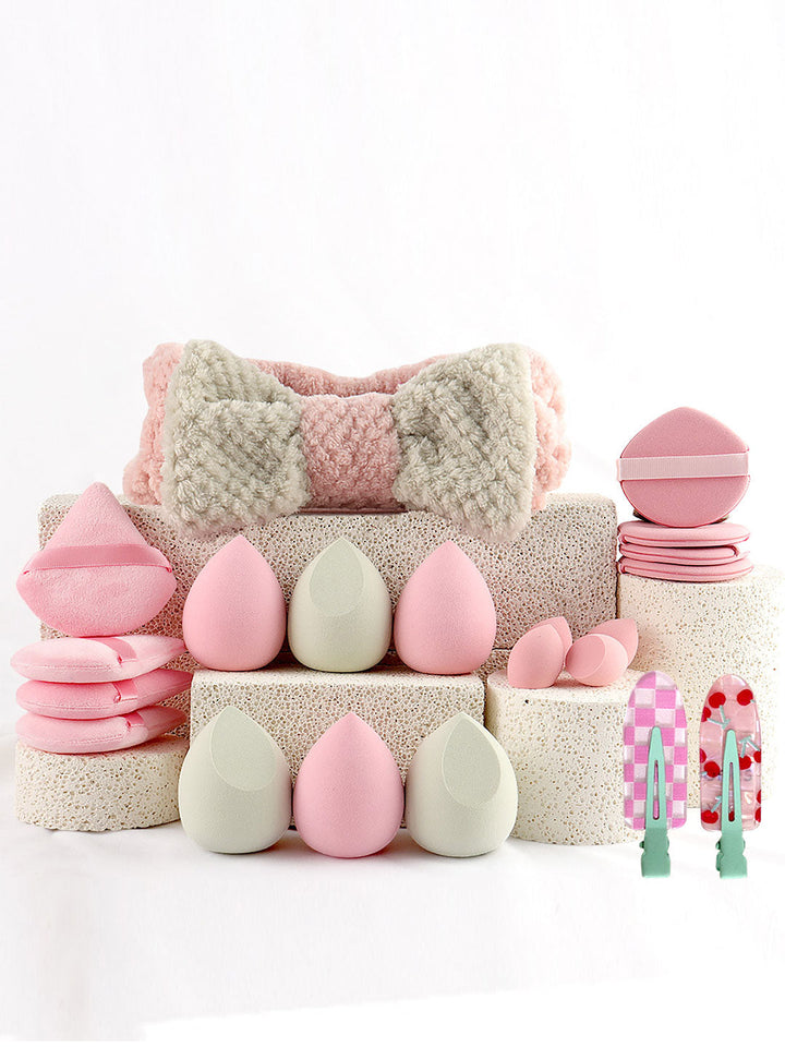 40Pcs Tweed Style Makeup Bag And Brushes Set Professional Tools