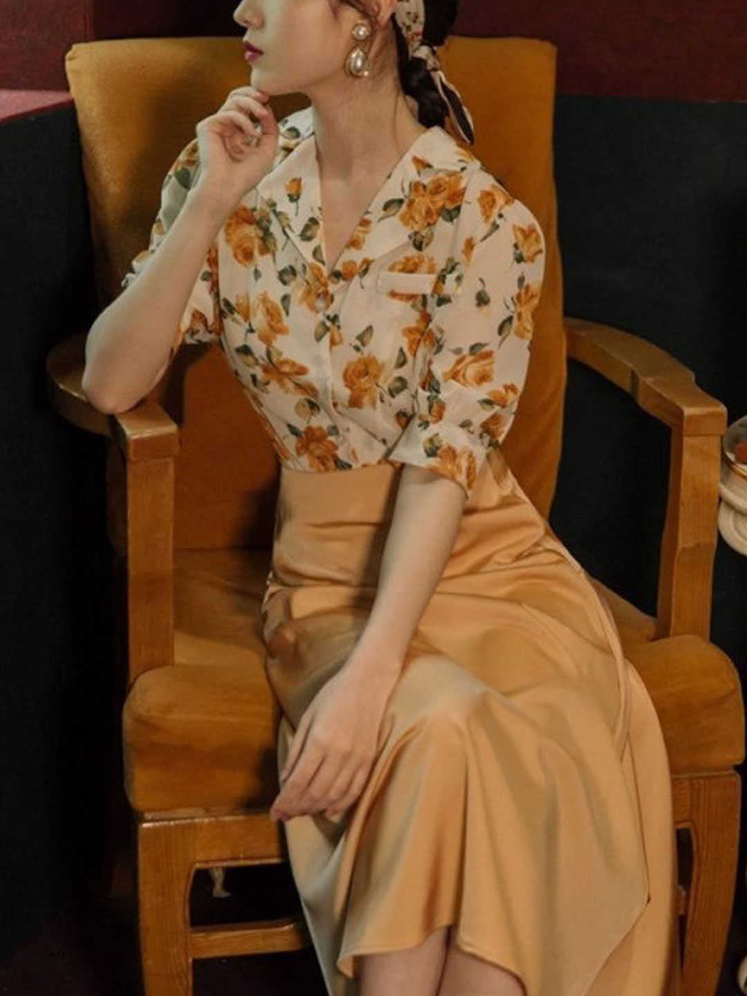 Riley Vintage Lapel Floral Printed Shirt