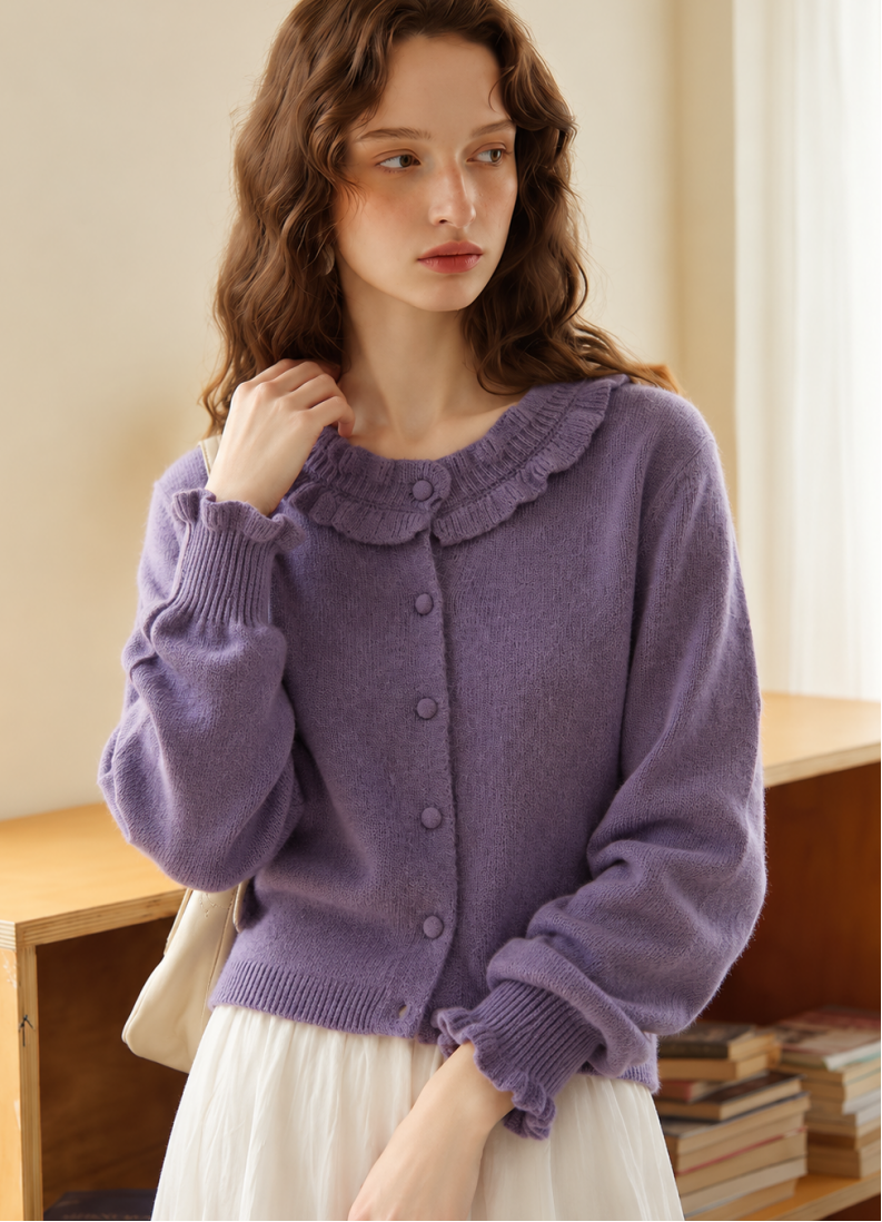 Lettuce-edge Knit Cardigan