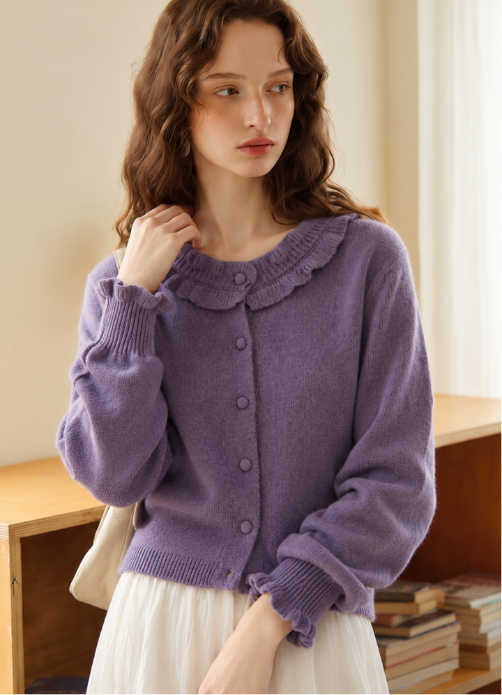 Lettuce-edge Knit Cardigan