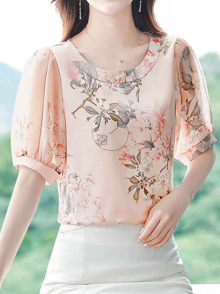 Taylor Loose Crew Neck Floral Printed Top
