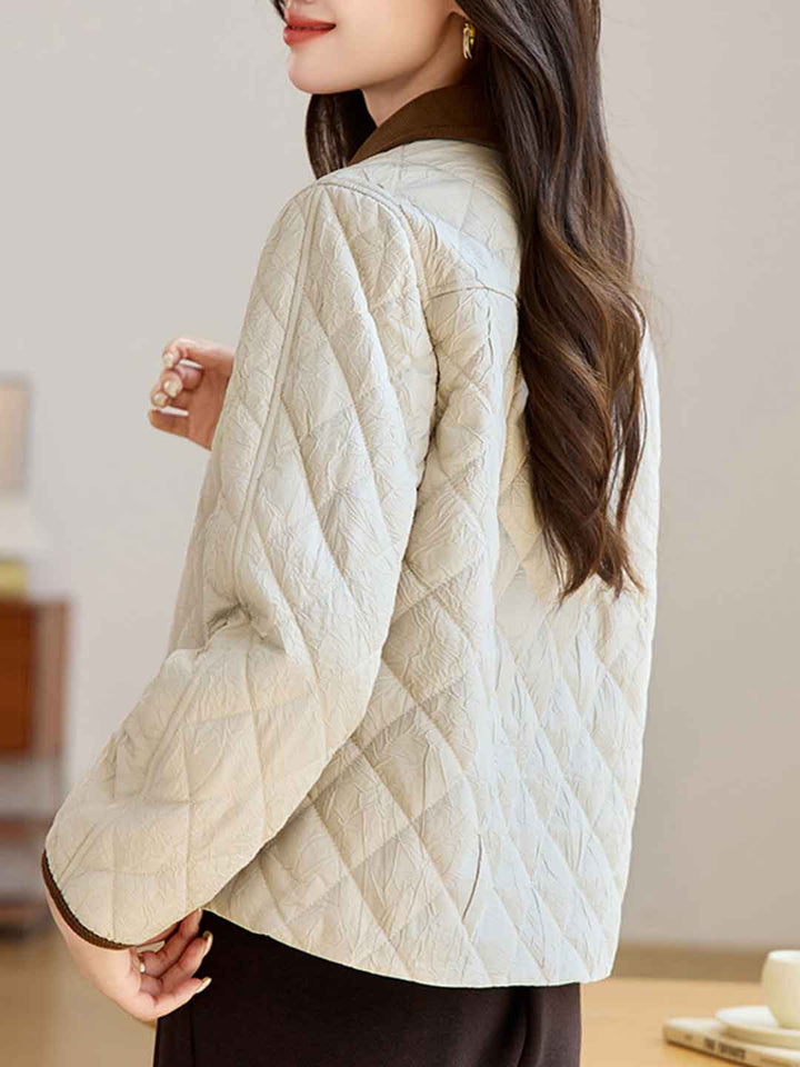 Natalie Classic Lapel Colorblocked Cotton Coat