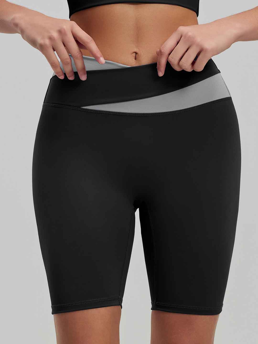 Casual Color-Blocked Yoga Shorts