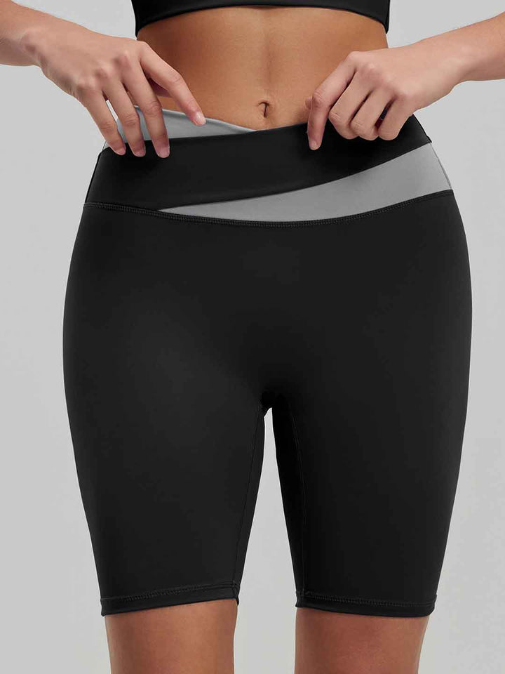 Casual Color-Blocked Yoga Shorts