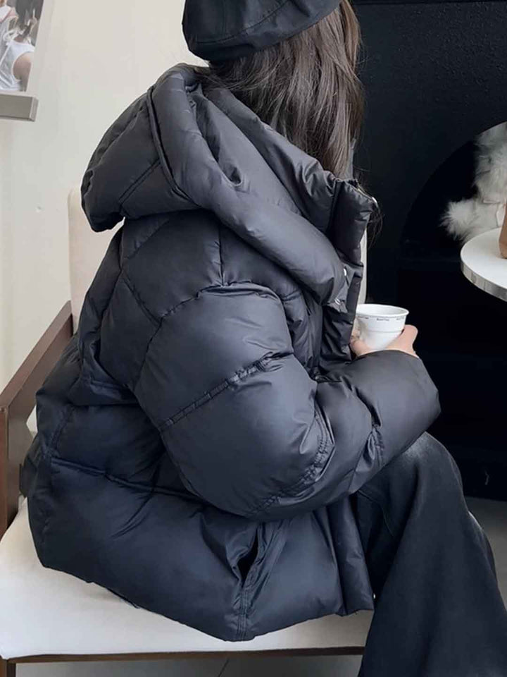 Addison Loose Solid Color Winter Hooded Coat