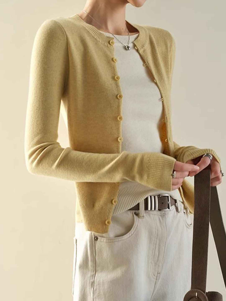 Hannah Slim Crew Neck Mock Two-Piece Knitted Cardigan