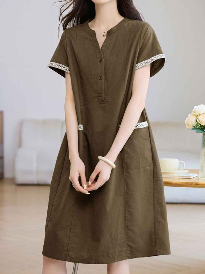 Grace Loose V-Neck Patchwork Dress