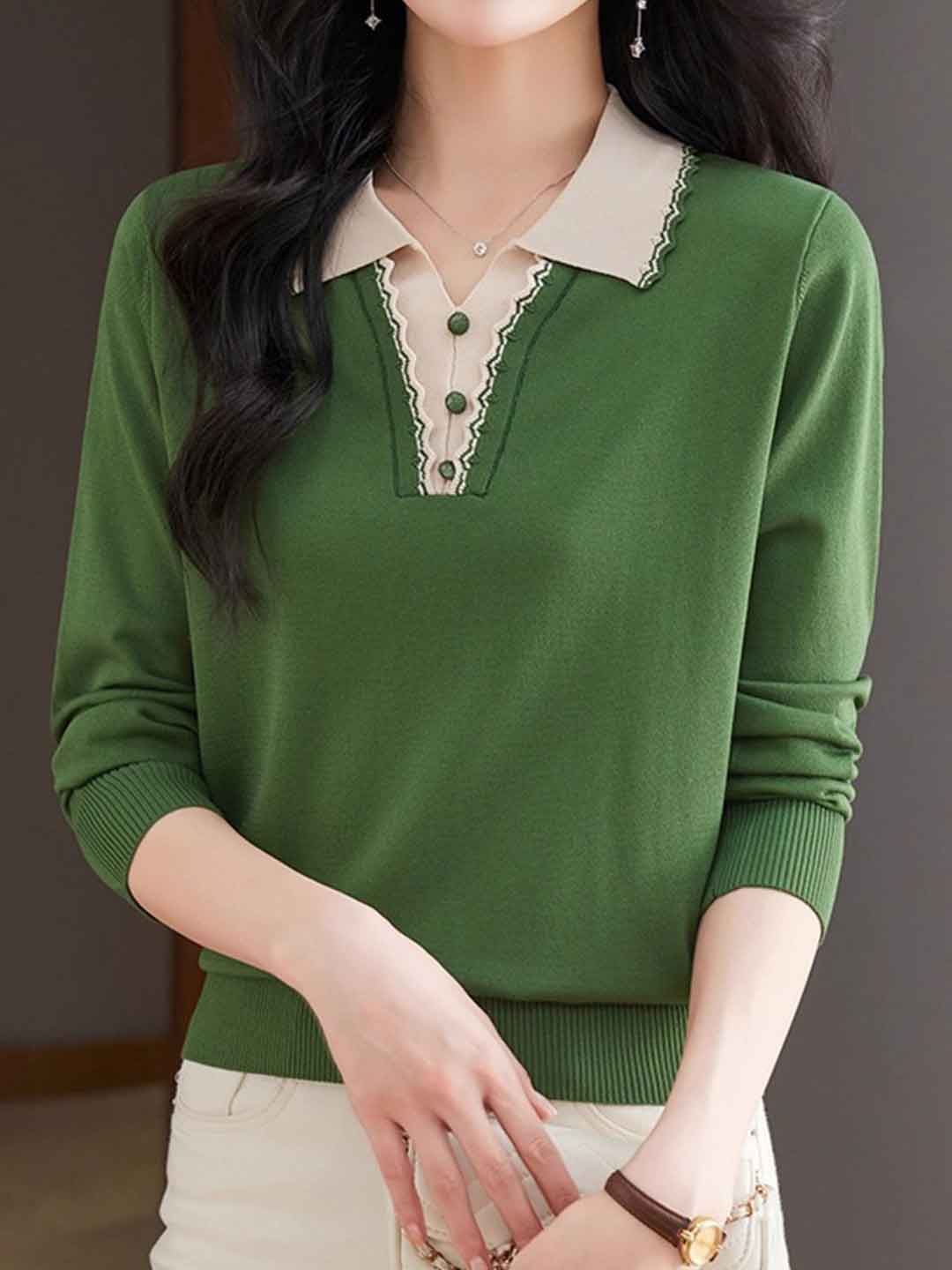 Sophia Loose Lapel Pullover Knitted Top