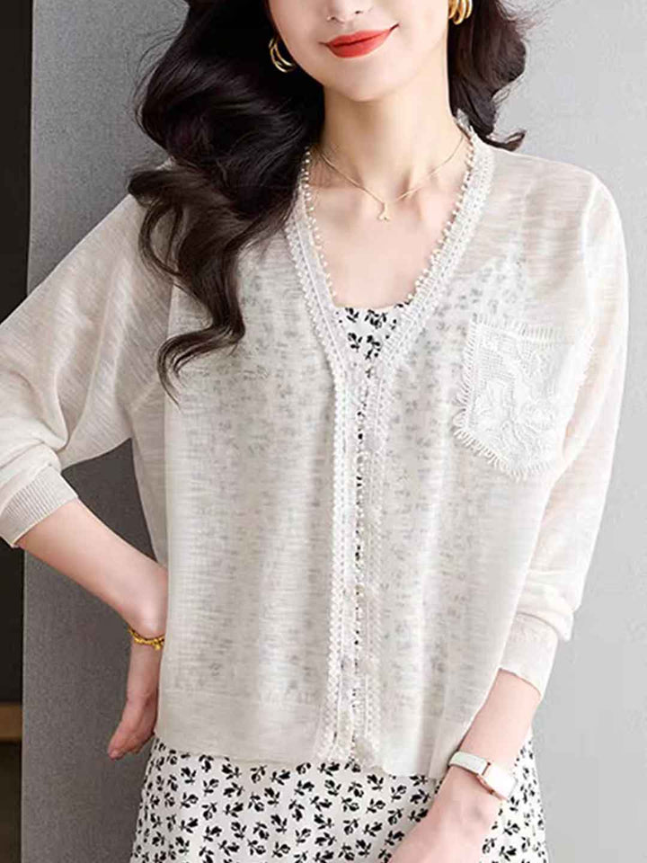 Layla Loose V-Neck Hollowed Knitted Cardigan