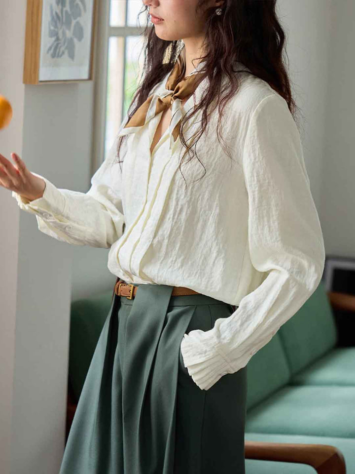 Mia Vintage Lapel Patchwork Shirt