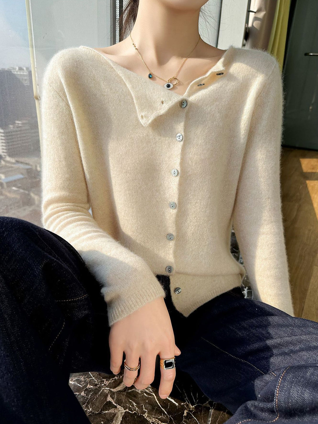 Kayla Classic Crew Neck Knitted Cardigan
