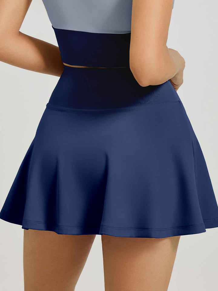 Color-Blocked Anti-exposure Yoga Short Skirt
