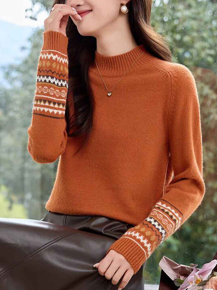 Lillian Classic Turtleneck Jacquard Knitted Sweater