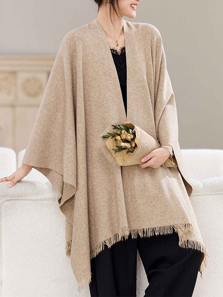 Olivia Irregular Knitted Shawl Outerwear