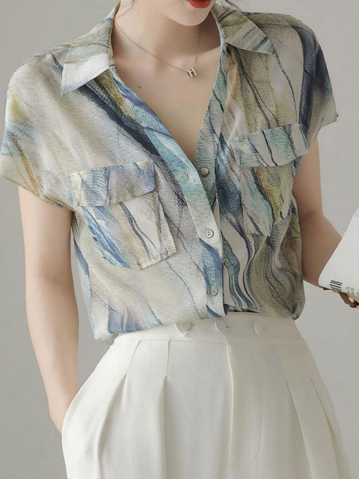 Kaitlyn Loose Lapel Chiffon Shirt